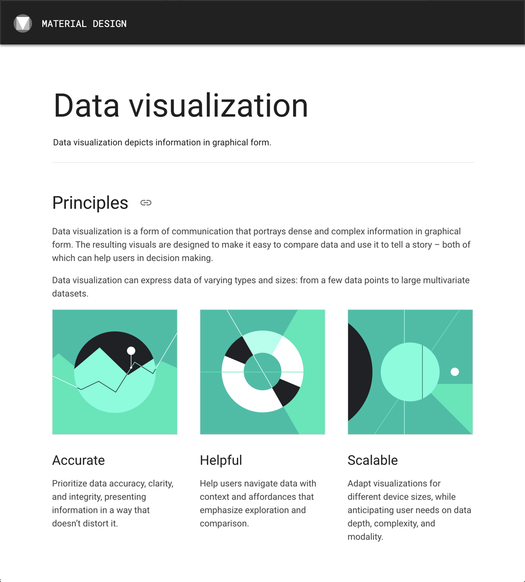 Material Design data visualization guidelines screenshot